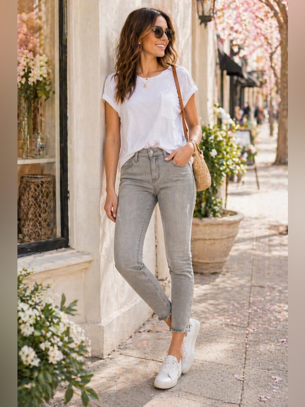 CURRENT ELLIOTT Gray The Stiletto Distressed Cropped Skinny Jeans Raw Hem Modern